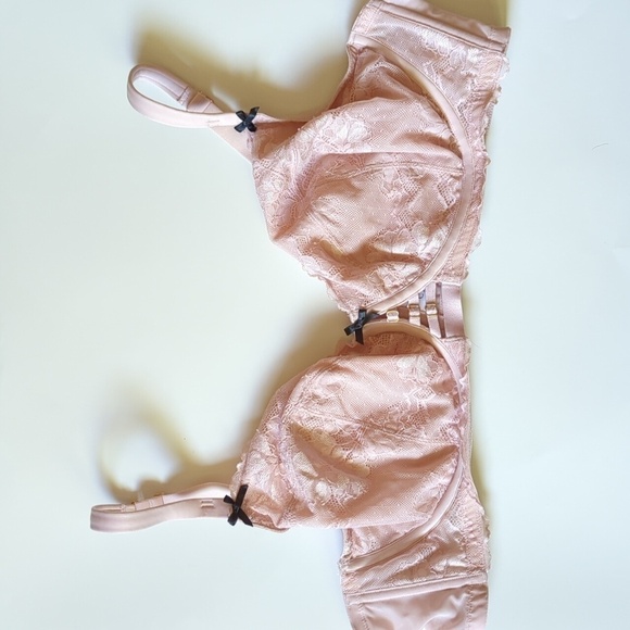 Cacique Unlined Curvy Balconette Size 50C Light Pink Blush Mesh Lace Romance - Picture 1 of 14